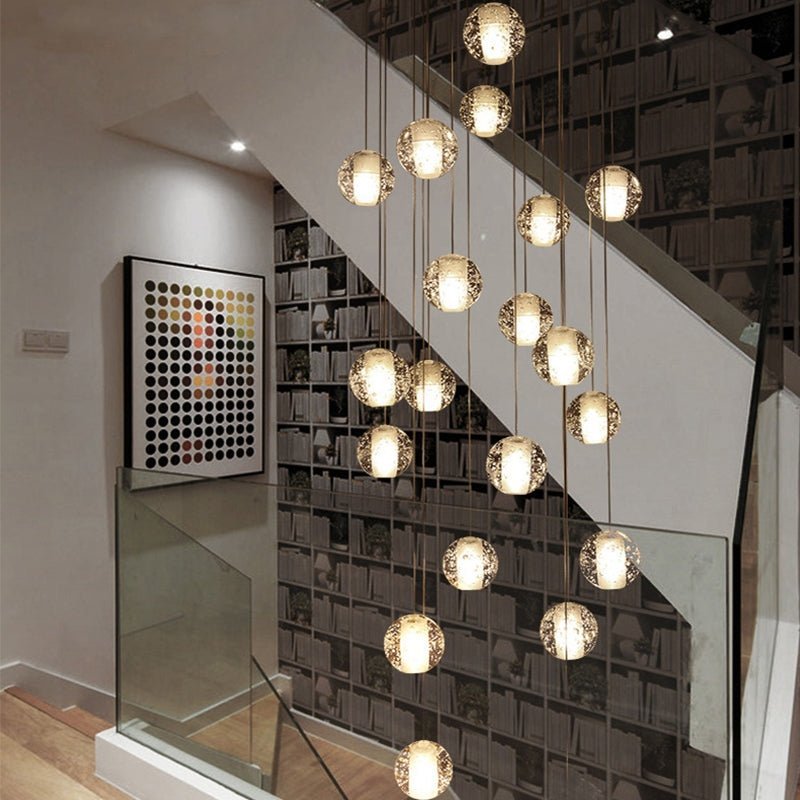 Oversized Nordic Art Round Air Bubbles Pendant Chandelier for Stairs/Spiral Staircase/Hotel Lobby - Zelno Lighting