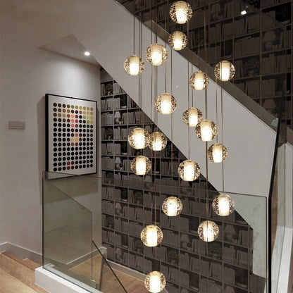 Oversized Nordic Art Round Air Bubbles Pendant Chandelier for Stairs/Spiral Staircase/Hotel Lobby - Zelno Lighting