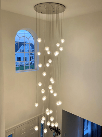 Oversized Nordic Art Round Air Bubbles Pendant Chandelier for Stairs/Spiral Staircase/Hotel Lobby - Zelno Lighting