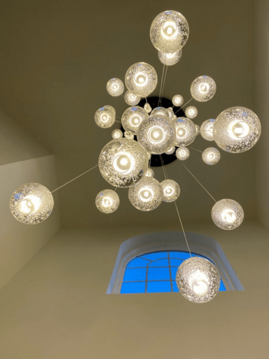 Oversized Nordic Art Round Air Bubbles Pendant Chandelier for Stairs/Spiral Staircase/Hotel Lobby - Zelno Lighting