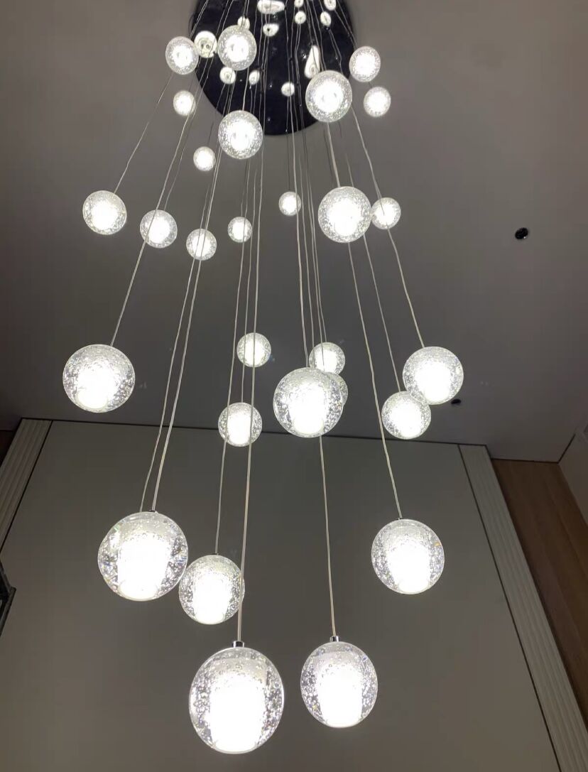 Oversized Nordic Art Round Air Bubbles Pendant Chandelier for Stairs/Spiral Staircase/Hotel Lobby - Zelno Lighting