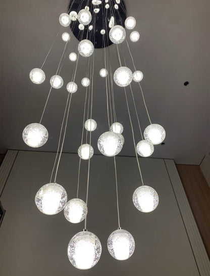 Oversized Nordic Art Round Air Bubbles Pendant Chandelier for Stairs/Spiral Staircase/Hotel Lobby - Zelno Lighting