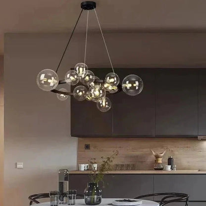 Oversized Nordic Black Iron Glass Bubble Collection Chandelier Suit for Living/Dining Room - Zelno Lighting