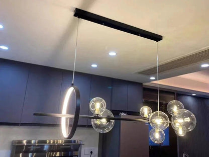 Oversized Nordic Black Iron Glass Bubble Collection Chandelier Suit for Living/Dining Room - Zelno Lighting