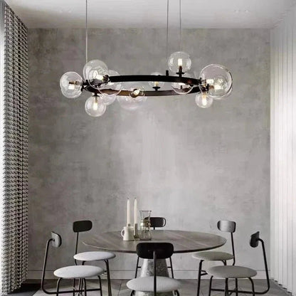 Oversized Nordic Black Iron Glass Bubble Collection Chandelier Suit for Living/Dining Room - Zelno Lighting