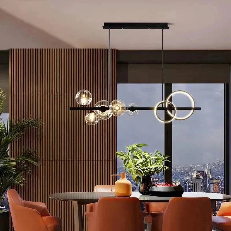 Oversized Nordic Black Iron Glass Bubble Collection Chandelier Suit for Living/Dining Room - Zelno Lighting