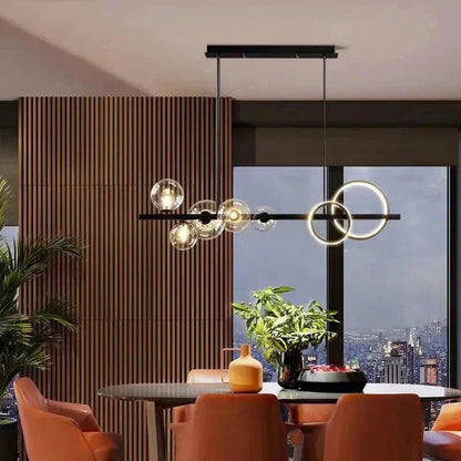 Oversized Nordic Black Iron Glass Bubble Collection Chandelier Suit for Living/Dining Room - Zelno Lighting