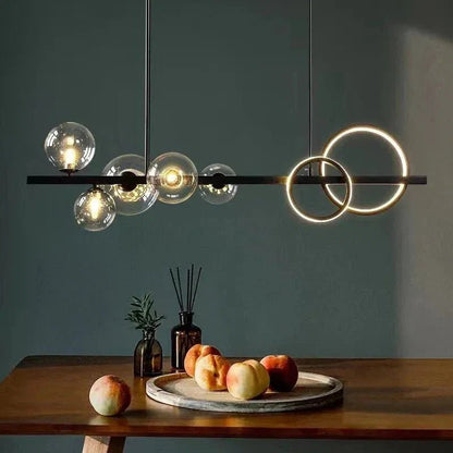 Oversized Nordic Black Iron Glass Bubble Collection Chandelier Suit for Living/Dining Room - Zelno Lighting