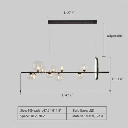 Oversized Nordic Black Iron Glass Bubble Collection Chandelier Suit for Living/Dining Room - Zelno Lighting