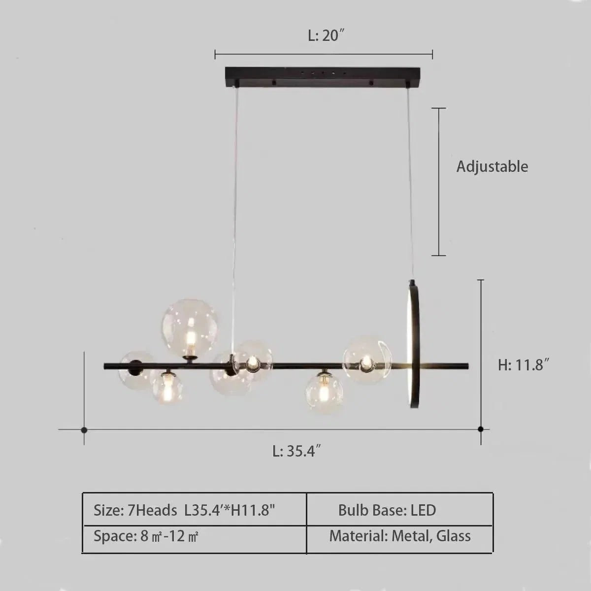 Oversized Nordic Black Iron Glass Bubble Collection Chandelier Suit for Living/Dining Room - Zelno Lighting