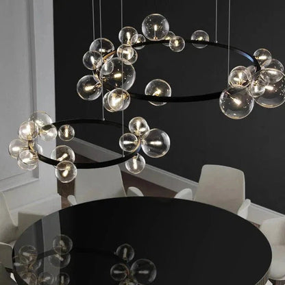 Oversized Nordic Black Iron Glass Bubble Collection Chandelier Suit for Living/Dining Room - Zelno Lighting