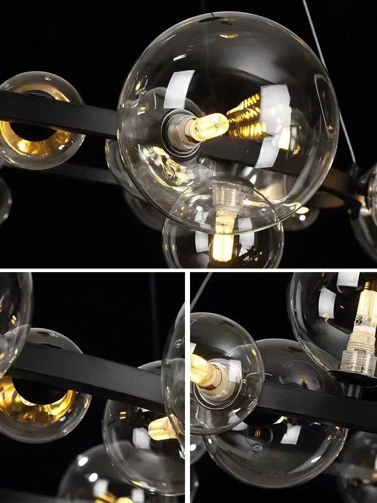 Oversized Nordic Black Iron Glass Bubble Collection Chandelier Suit for Living/Dining Room - Zelno Lighting