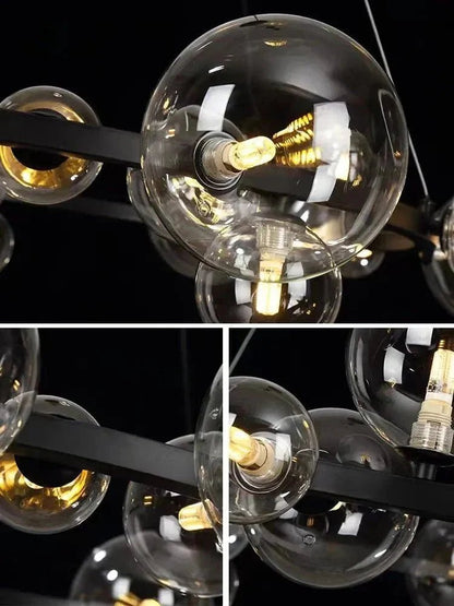Oversized Nordic Black Iron Glass Bubble Collection Chandelier Suit for Living/Dining Room - Zelno Lighting