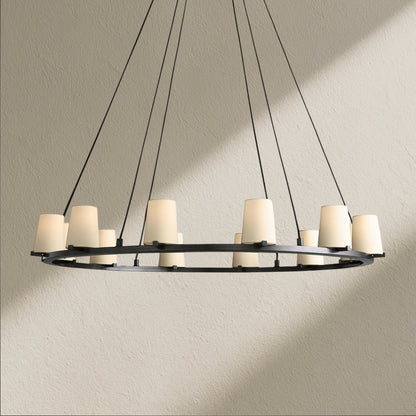 PAFZ Fabric Shade Round Chandelier 36" 48" 60" - Zelno