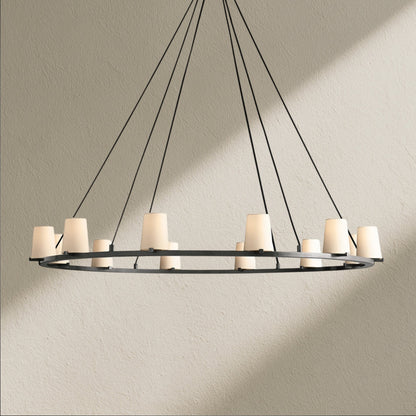 PAFZ Fabric Shade Round Chandelier 36" 48" 60" - Zelno