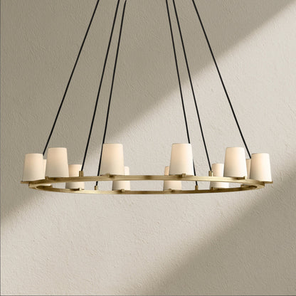 PAFZ Fabric Shade Round Chandelier 36" 48" 60" - Zelno