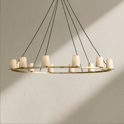 PAFZ Fabric Shade Round Chandelier 36" 48" 60" - Zelno