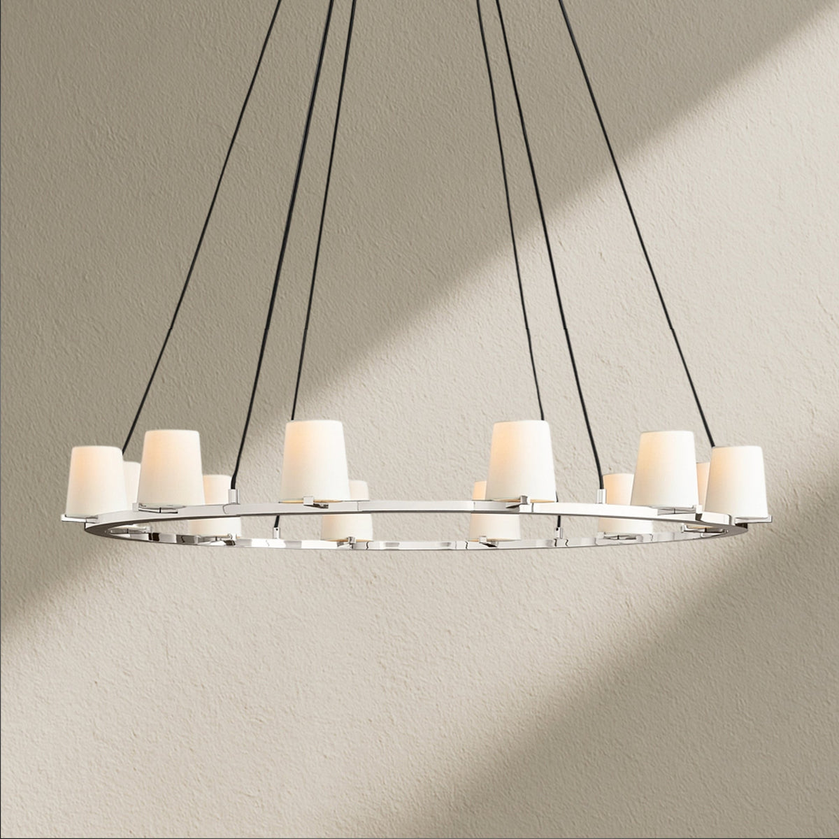 PAFZ Fabric Shade Round Chandelier 36" 48" 60" - Zelno