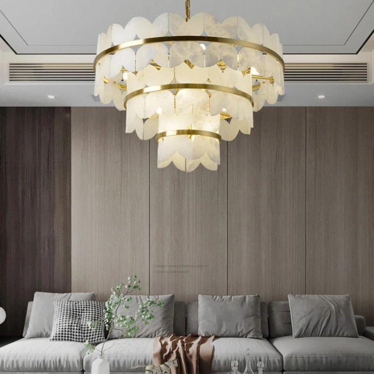 Patanga Alabaster Chandelier Light - Zelno Lighting