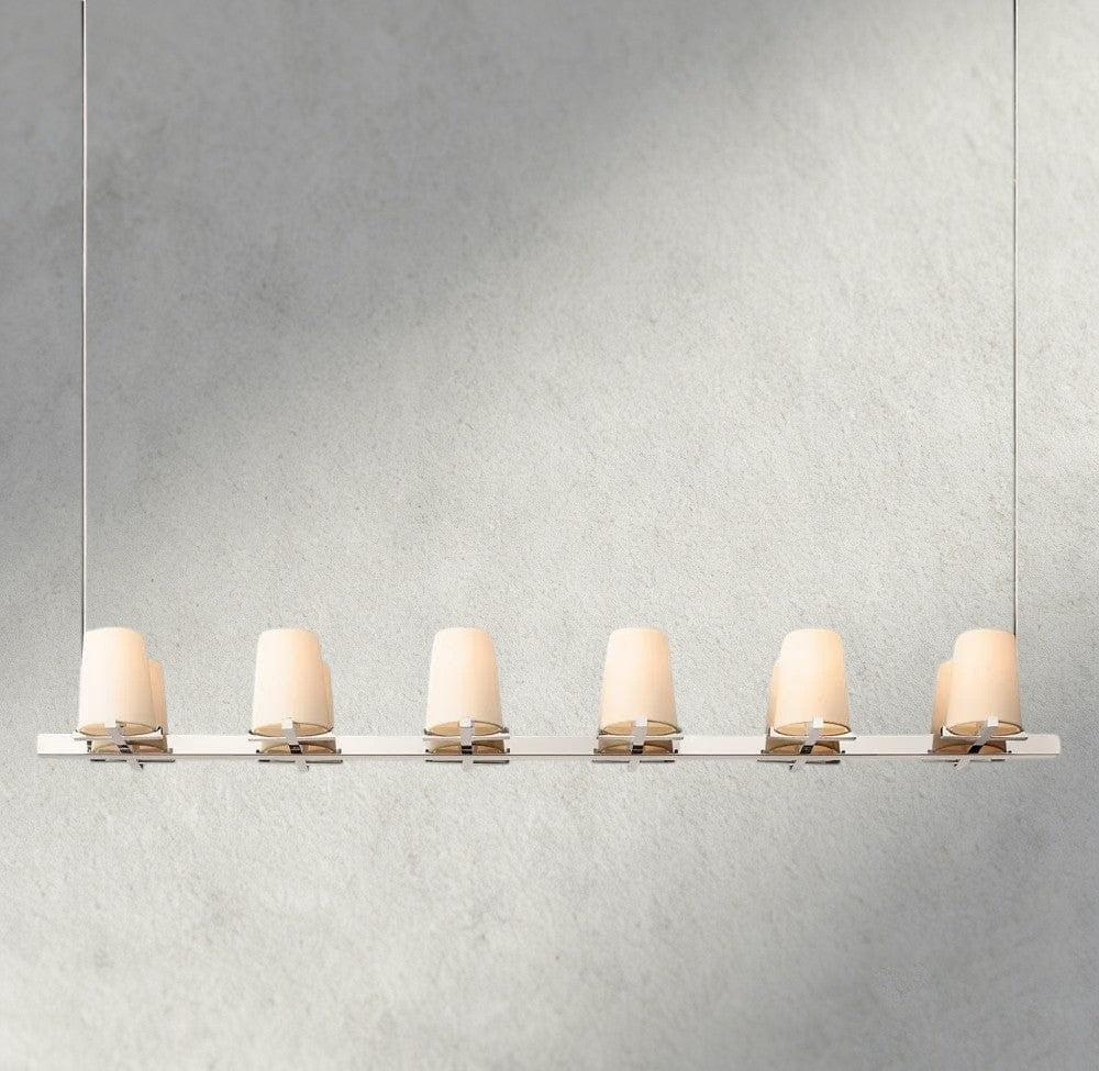 Pauillac Fabric Shade Linear Chandelier 49", 60" - Zelno Lighting
