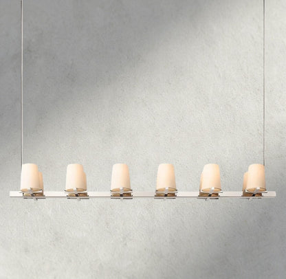 Pauillac Fabric Shade Linear Chandelier 49", 60" - Zelno Lighting
