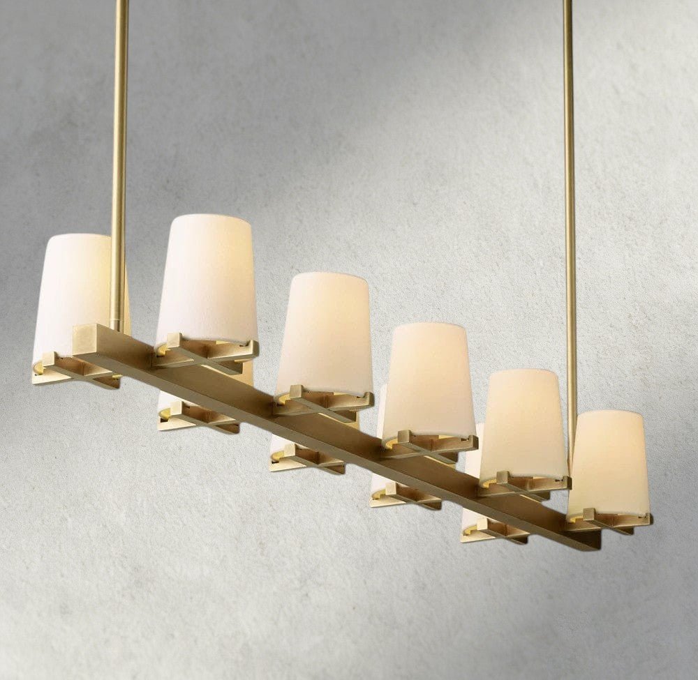 Pauillac Fabric Shade Linear Chandelier 49", 60" - Zelno Lighting