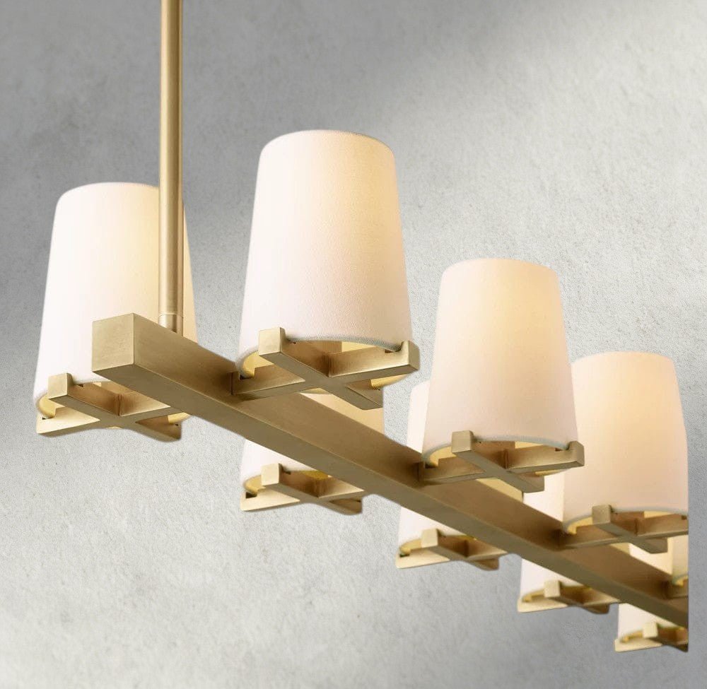 Pauillac Fabric Shade Linear Chandelier 49", 60" - Zelno Lighting