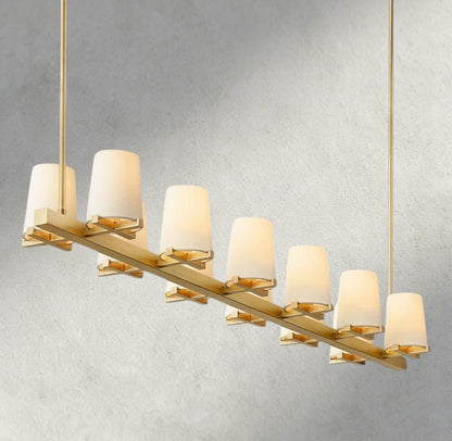 Pauillac Fabric Shade Linear Chandelier 49", 60" - Zelno Lighting