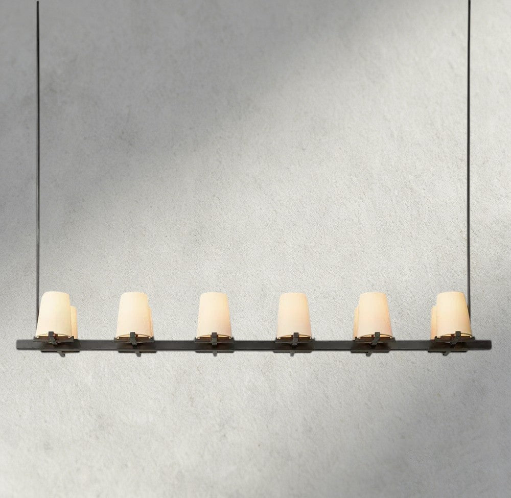 Pauillac Fabric Shade Linear Chandelier 49", 60" - Zelno Lighting
