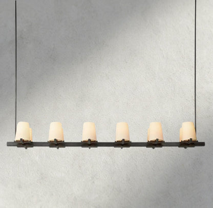 Pauillac Fabric Shade Linear Chandelier 49", 60" - Zelno Lighting
