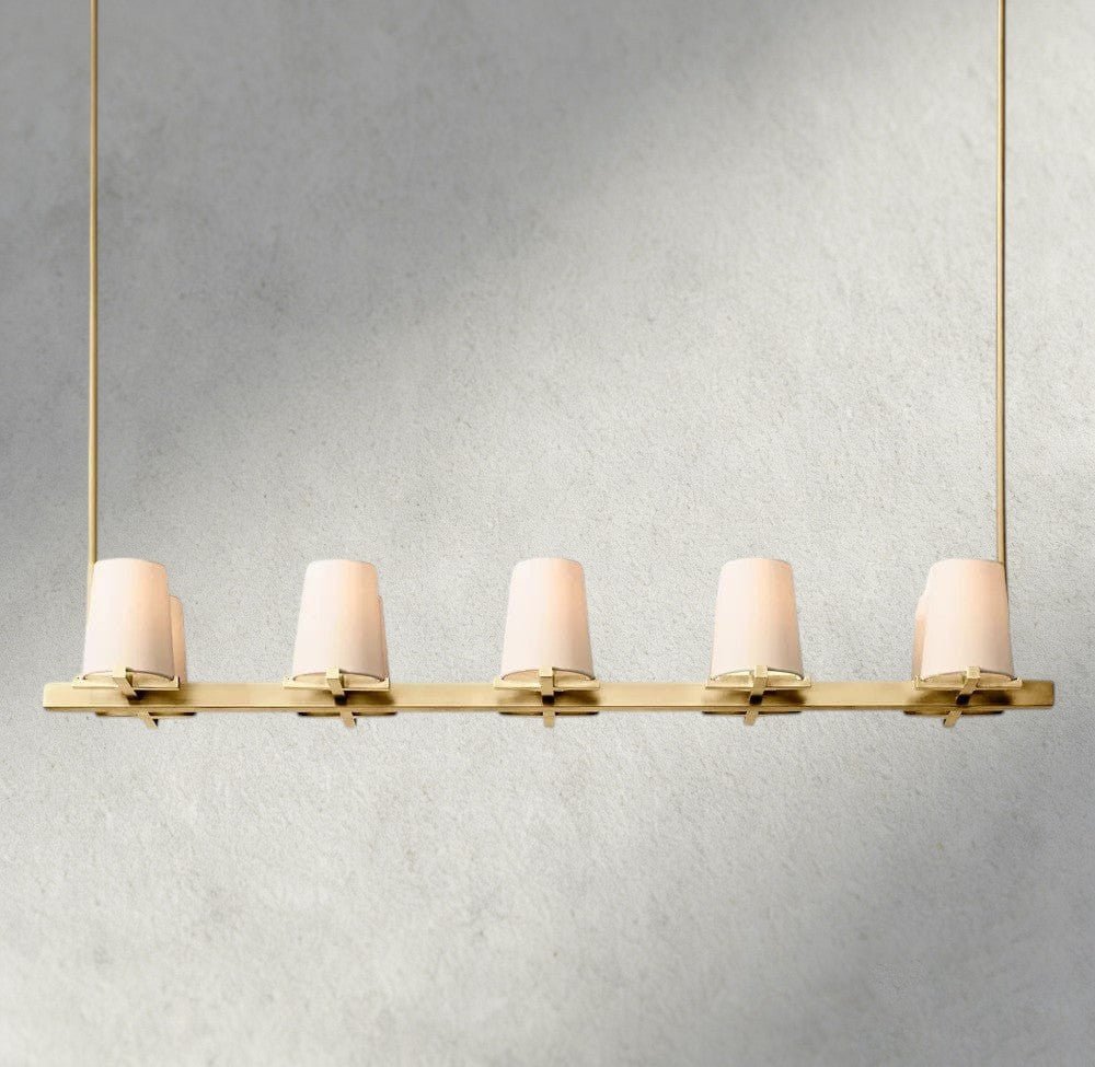 Pauillac Fabric Shade Linear Chandelier 49", 60" - Zelno Lighting