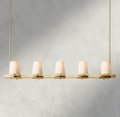 Pauillac Fabric Shade Linear Chandelier 49", 60" - Zelno Lighting