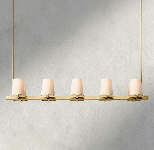 Pauillac Fabric Shade Linear Chandelier 49", 60" - Zelno Lighting