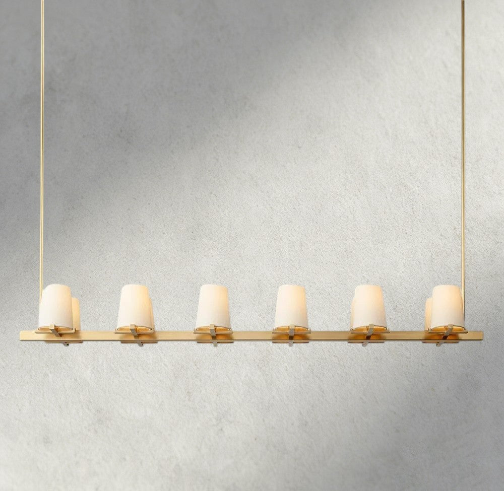 Pauillac Fabric Shade Linear Chandelier 49", 60" - Zelno Lighting
