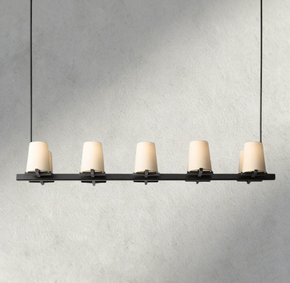 Pauillac Fabric Shade Linear Chandelier 49", 60" - Zelno Lighting