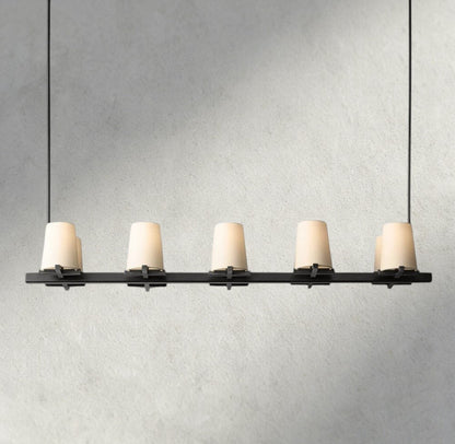 Pauillac Fabric Shade Linear Chandelier 49", 60" - Zelno Lighting