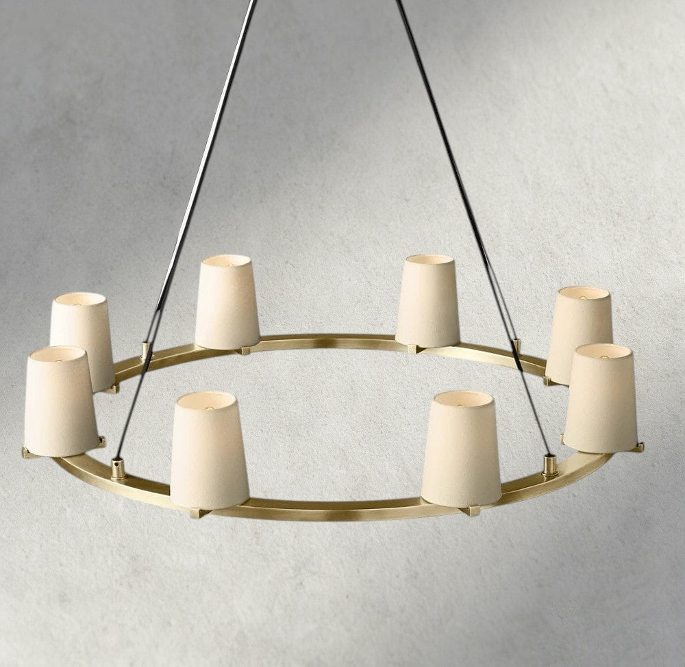 Pauillac Fabric Shade Round Chandelier 36", 48", 60" - Zelno Lighting