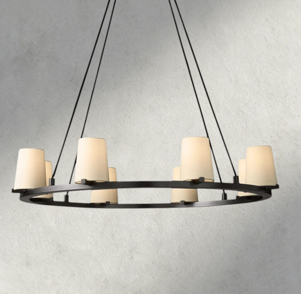 Pauillac Fabric Shade Round Chandelier 36", 48", 60" - Zelno Lighting