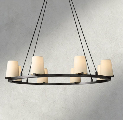 Pauillac Fabric Shade Round Chandelier 36", 48", 60" - Zelno Lighting