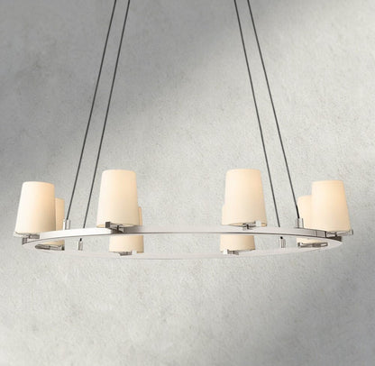 Pauillac Fabric Shade Round Chandelier 36", 48", 60" - Zelno Lighting