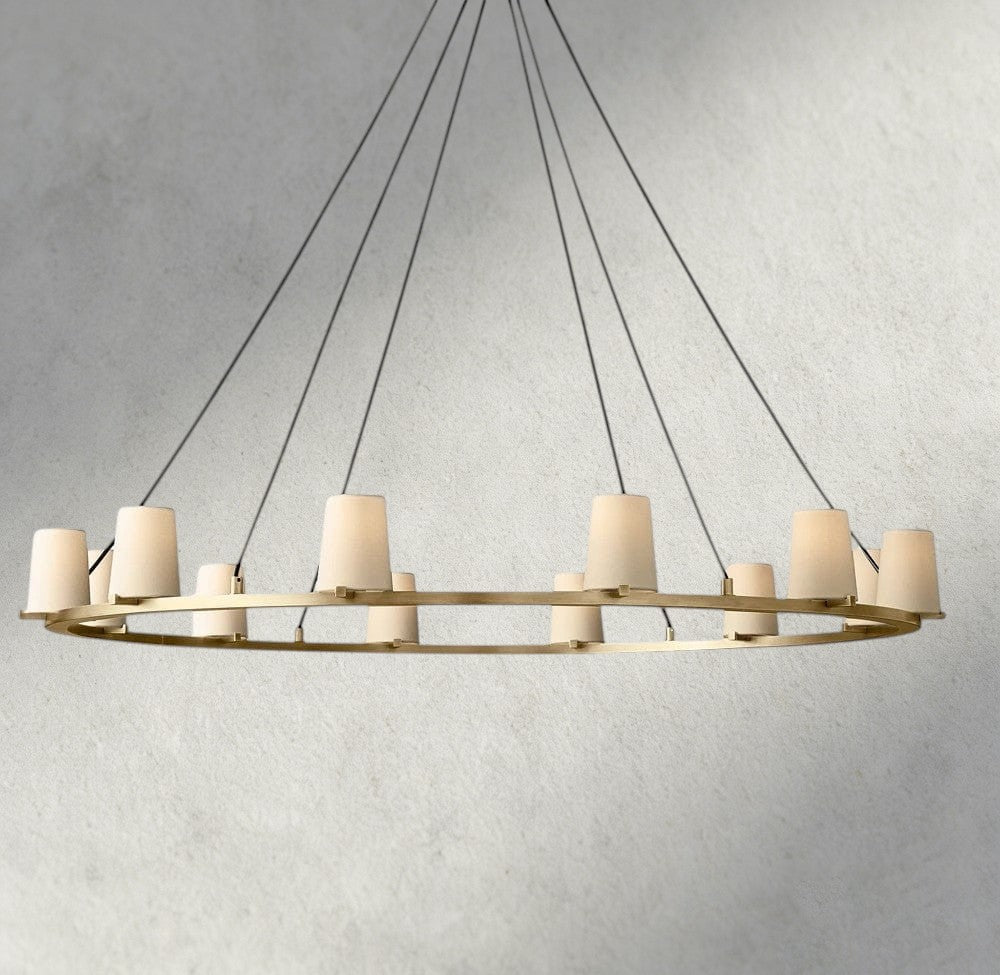 Pauillac Fabric Shade Round Chandelier 36", 48", 60" - Zelno Lighting
