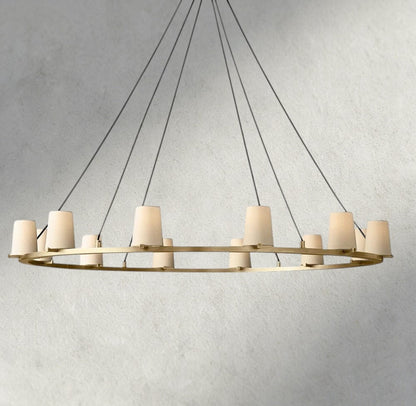 Pauillac Fabric Shade Round Chandelier 36", 48", 60" - Zelno Lighting