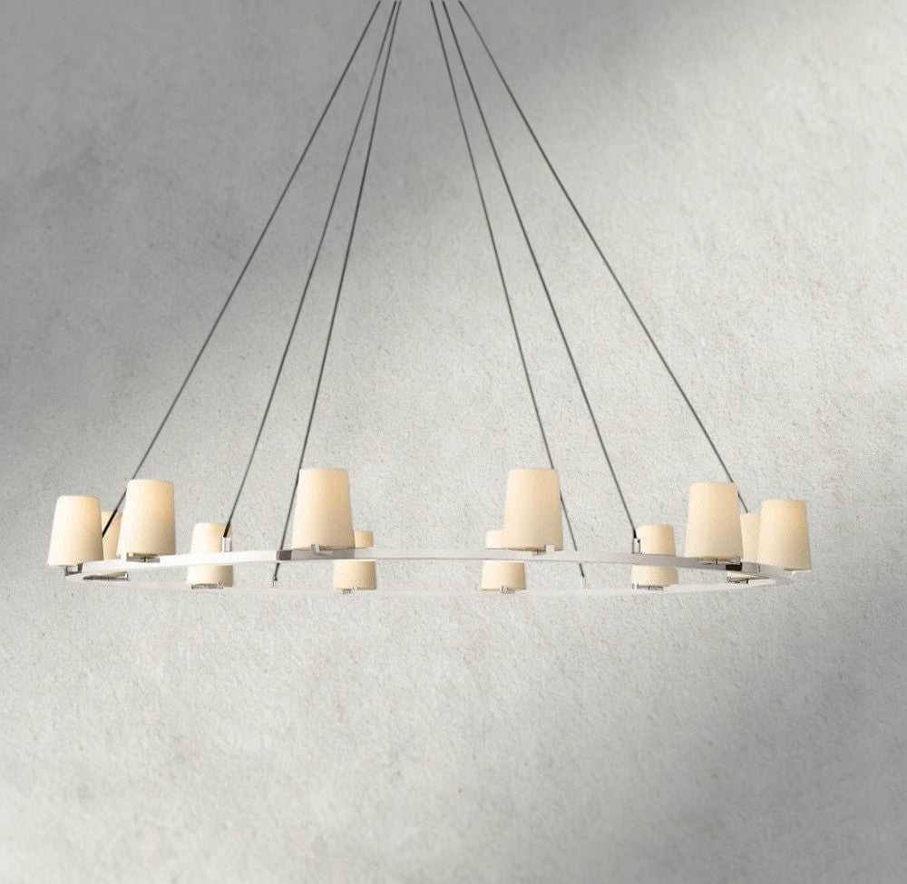 Pauillac Fabric Shade Round Chandelier 36", 48", 60" - Zelno Lighting