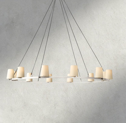 Pauillac Fabric Shade Round Chandelier 36", 48", 60" - Zelno Lighting