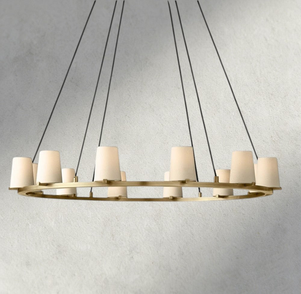 Pauillac Fabric Shade Round Chandelier 36", 48", 60" - Zelno Lighting