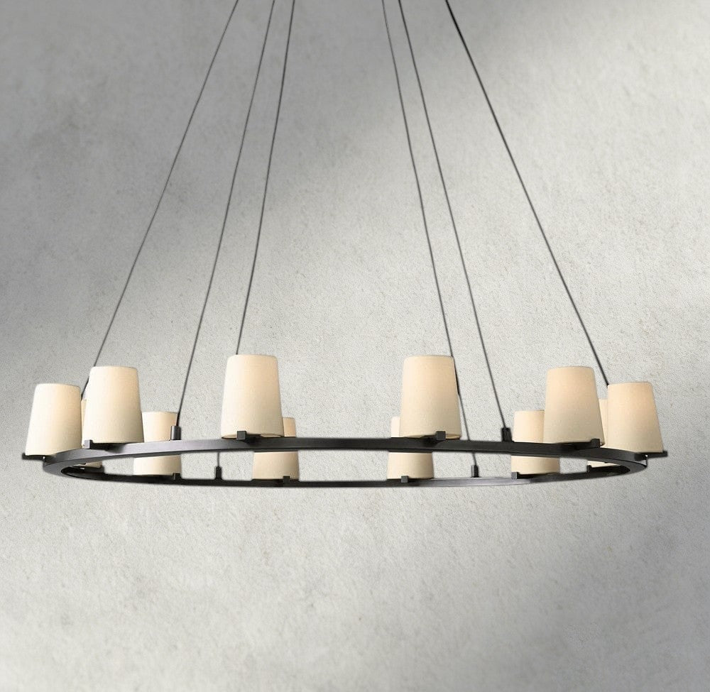 Pauillac Fabric Shade Round Chandelier 36", 48", 60" - Zelno Lighting