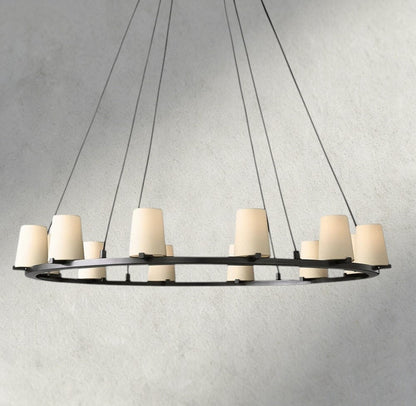 Pauillac Fabric Shade Round Chandelier 36", 48", 60" - Zelno Lighting