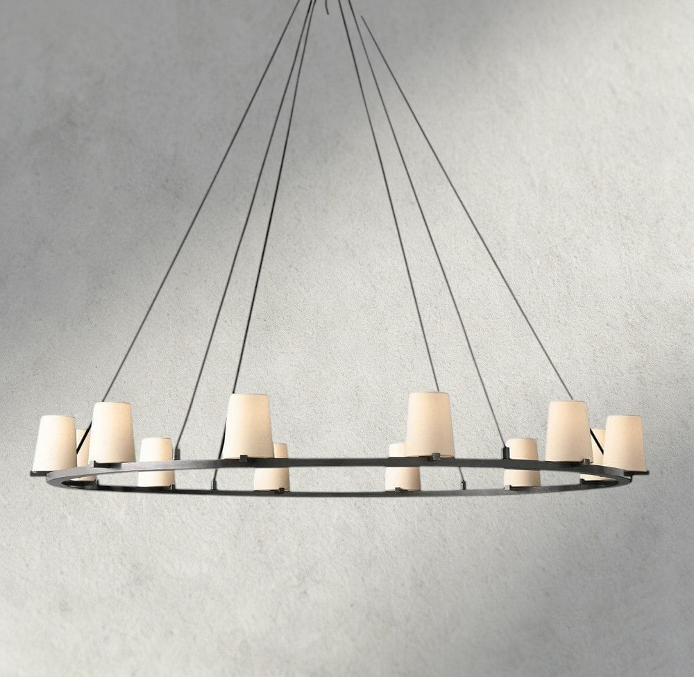 Pauillac Fabric Shade Round Chandelier 36", 48", 60" - Zelno Lighting