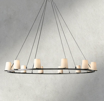 Pauillac Fabric Shade Round Chandelier 36", 48", 60" - Zelno Lighting