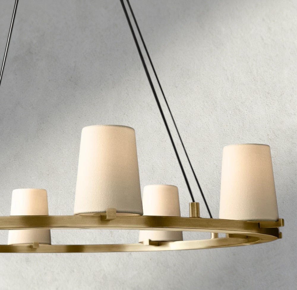 Pauillac Fabric Shade Round Chandelier 36", 48", 60" - Zelno Lighting